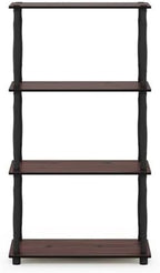 Furinno Turn-N-Tube 4-Tier Multipurpose Shelf Display Rack, Classic Tubes, Dark Cherry/Black - Image 4
