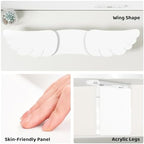 AFOOYO Dual Monitor Stand Riser, Wing-Shaped Sturdy Desktop Wood Stand for 2 Monitors, White Riser for Laptop, PC, Computer - Image 6