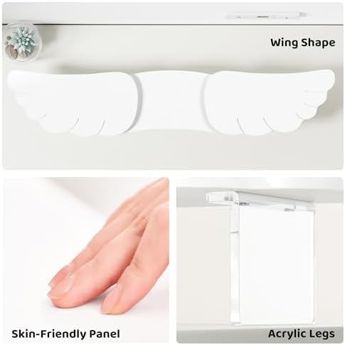 AFOOYO Dual Monitor Stand Riser, Wing-Shaped Sturdy Desktop Wood Stand for 2 Monitors, White Riser for Laptop, PC, Computer - Image 6