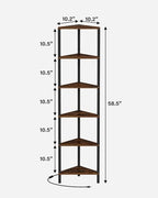 TUTOTAK Corner Shelf with LED Light, 6-Tier Corner Bookshelf - Image 2