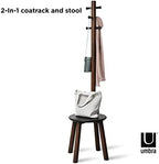 Umbra Pillar Coat Rack with Stool, Freestanding 6 Hooks, Black/Walnut - Image 4