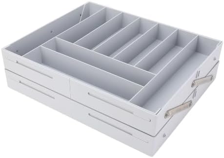 TOPINCN 2 Tier Collapsible Multi Level Drawer Organizer Tray, Folding Smart Drawer Storage, Expandable for Makeup, Jewelry, Silverware, Utensils, Kitchen Office Supplies (Gray) - Image 5