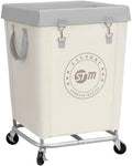 STORAGE MANIAC Commercial Laundry Hamper with Heavy Duty Steel Frame, 160 L Industrial Clothes Basket Cart with Wheels for Big Family, Home, Hotel, Laundry Room, 18''L x 18''W x 31''H, Medium Beige by STORAGEMANIAC