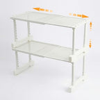 Expandable Cabinet Organizer Shelf, Adjustable Height Under Sink Storage Organizer, Shelf Riser for Kitchen, Bathroom, Wardrobe, Under Sink Counter(Beige) (2) by Unknown