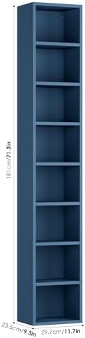 FOTOSOK Bookshelf Bookcase 8-Tier Narrow Bookshelf Tall CD Media Tower Rack - Image 3