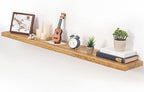 Floating Shelves for Wall, 55"x9.3" Rustic Solid Live-Edge Elm Wood Wall Shelves, Heavy-Duty Floating Shelves with Invisible Brackets for Living Room, Bedroom, and Kitchen, Natural Finish by FunMemories