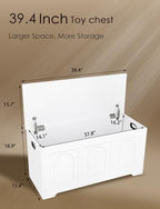 DINZI LVJ Storage Chest, Wooden Toy Box, White 39.4" L - Image 3