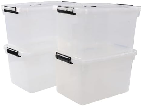 4 Packs 10 L Plastic Lidded Storage Bin, Clear Latching Storage Box - Image 7