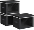 Homsorout Large Storage Baskets Bins with Lids - Stackable Cube Bins for Closet, 3 Pack Black Windows Organizer Bins, Home Organizers and Storage for Clothes, CD, Towels by Homsorout