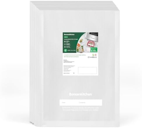 Bonsenkitchen Precut Vacuum Sealer Bags, 100 Gallon 11" x 16" Food Sealer by Bonsenkitchen