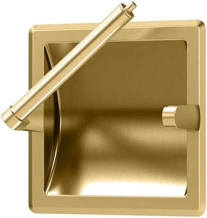 Gatco 753 Recessed Pivoting Toilet Paper Holder, Wall Mounted, Heavy Duty Metal Tissue Holder for Bathroom – Available in Brushed Brass - Image 3