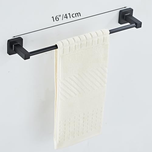Matte Black Bathroom Hardware Set 8 Pieces,Towel Bar Set Stainless Steel Wall Mounted, Includes 16In Hand Towel Bar, Towel Ring, Robe Towel Hooks,Toilet Paper Holder, Bathroom Towel Rack Set… - Image 3