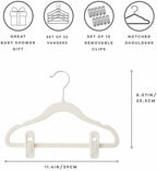 3 Sprouts Velvet Baby Hangers, Non Slip Slim, Cream, 30 Pack with 10 Clips - Image 2