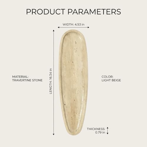 Natural Marble Travertine Vanity Tray, 16.6"x4.6", Beige - Image 2