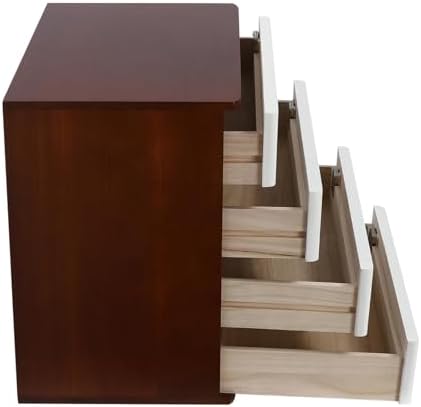 4-Tier Wooden Storage Cabinet, Dsmall File Cabinet, Office Supplies A4/Receipt File Organizer, Desk Storage Organizer With Lockable Drawers, Home Office Storage Cabinet,Walnut+White40*28*40.5Cm - Image 5
