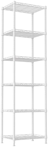 REGILLER 6 Wire Shelving Steel Storage Rack Adjustable Unit Shelves for Laundry Bathroom Kitchen Pantry Closet(White,11.7" D x 16.8" W x 63" H) by REGILLER