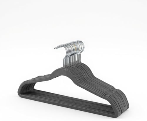 50-Pack Velvet Hangers – Heavy Duty, Non-Slip Clothes Hangers with Chrome Hooks | Slim & Space-Saving Design for Coats, Suits & Plus Size Tops (Grey) by Unknown