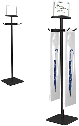 Umbrella Bag Stand, Wet Umbrella Stand with 220 Umbrellas Bags, Black by Montex