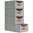 Homsorout Stackable Storage Drawers - Collapsible Storage Bins with Drawers, 4 Pack Closet Shelf Organizer Basket, Fabric Pull Out Organizer for Bedroom, Living Room, Dorm, Grey by Homsorout