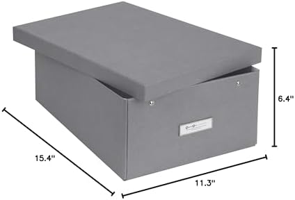 Bigso Box of Sweden Katia Collapsible Storage Box with Labelframe for Easy Identification - Simple Assembly Without Tools - Decorative Storage Boxes with Lids - 11.3in x 15.4in x 6.4in - Grey - Image 7