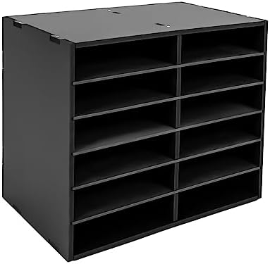 Mail Sorter Desktop, Black Mailbox for Classroom, 12 Compartments Literature Organizer, Desktop File Sorter, Paper Organizer for Home School Office (12 Slots Black) - Image 6