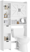 TEENFON Over the Toilet Storage Cabinet with 2 Removable Drawers, Above Toilet Storage Cabinet with 10 Storage Shelves, Taller Wooden Free Standing Bathroom Storage, Laundry Room Storage Shelf, White by TEENFON