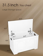 DINZI LVJ Storage Chest, Wooden Toy Box, White 31.5" L - Image 3