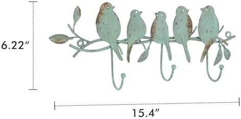 SOFFEE DESIGN Vintage Metal Wall Mounted Coat Rack with 3 Hooks, Birds on Tree Branch Hanger Key Holder Wall Organizer for Hats, Towels, Clothes, Scarves, Jewelry Wall Decoration - Green - Image 5