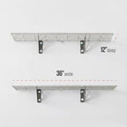 SafeRacks Steel Garage Wall Shelves 2-Pk w/Hooks, 300lb, Hammertone (12x36) - Image 3