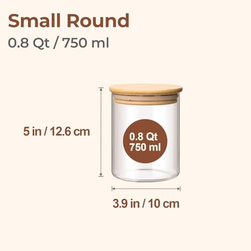ComSaf Glass Storage Containers with Lids 0.8 Qt, 6 Pack Small Glass Jars - Image 2