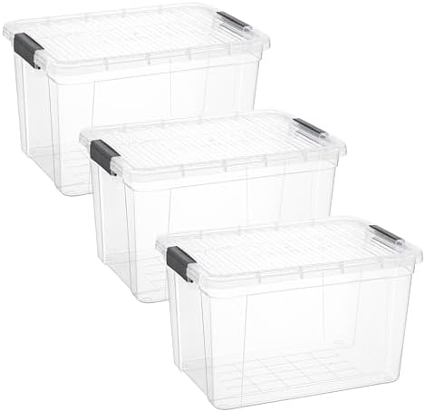 Superio 26.5 Quart Clear Plastic Storage Boxes with Lids, Stackable Organizer Containers, BPA-Free Storage Bins for Home, Office, School & Dorm, 3 Pack by Superio