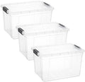 Superio 26.5 Quart Clear Plastic Storage Boxes with Lids, Stackable Organizer Containers, BPA-Free Storage Bins for Home, Office, School & Dorm, 3 Pack by Superio
