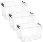 Superio 26.5 Quart Clear Plastic Storage Boxes with Lids, Stackable Organizer Containers, BPA-Free Storage Bins for Home, Office, School & Dorm, 3 Pack by Superio