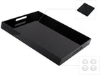 Black Tray 15x10” with Cut Handles - Large Plastic Tray for Ottoman Coffee Table, Kitchen, Office & Serving Guests - Modern Countertop Organizer & Ideal Decorative Tray - Image 4