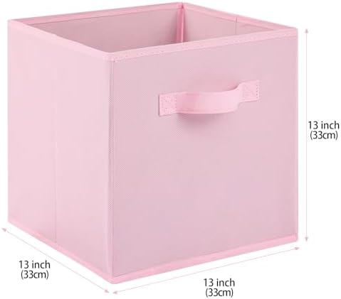 Stero 13x13x13 Inch Fabric Storage Bins 6 Pack Fun Colored Durable Storage Cubes with Handles Foldable Cube Baskets for Home, Kids Room, Closet and Toys Organization Pink - Image 2