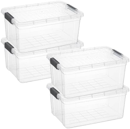 Superio Storage Bins with Lids, Clear Plastic Containers for Organizing, Stackable Totes, BPA Free, Odor Free, Organizer Boxes for Home, and Dorm (4 Pack, 36 Qt) by Superio