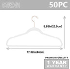 MIZGI White Velvet Hangers 50 Pack Non Slip Heavy Duty Rose Gold Hooks - Image 6