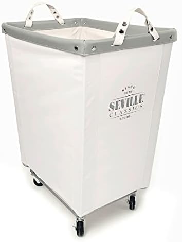 Heavy-Duty Canvas Laundry Hamper w/Wheels, 16"W x 22"D, Natural White - Image 2