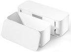 YECAYE 2 Pack Cable Management Box, Pet Friendly Cable Box Organizer for Home & Office, Child-Proof Floor Cord Cover, Cord Management and Cord Hider, White by Yecaye
