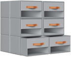 DIMJ Closet Organizers and Storage - Pull-out Fabric Bins with Drawers for Closet Foldable Clothes Organizers with Clear Window, Stackable Storage Drawers for Bedroom,Living Room,Shelf,6-Pack, Grey by DiMJ
