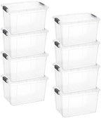Superio 14.7 Quart Clear Plastic Storage Boxes with Lids, Stackable Organizer Containers, BPA-Free Storage Bins for Home, Office, School & Dorm, 8 Pack by Superio