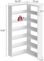Corner Bookshelf, Freestanding L Shaped Display Shelf, 6 Tiers Bookcase with Baffles, Wooden Bookcase with Storage Organizer for Home Office, Living Room, Bedroom (35.2") - Image 2