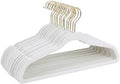 Simplify Slim Velvet Gold Hook Clothes Hangers 100 Pack | Non-Slip | Shirts | Suit | Pants | Dresses | Garments | Closet Storage & Organization | Durable | White by Simplify