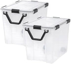 IRIS USA WeatherPro 103 Qt Storage Bins with Lids, 4 Pack, BPA-Free Plastic Gasket Box with Tight Latch and Seal, Stackable Nestable Tote Tub - Clear/Black - Image 2