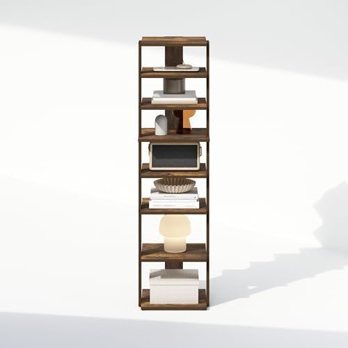 Furinno Turn-N-Tube Corner Shelf, 8-Tier Display Rack, Vertical Corner Storage Rack, Space Saving Organization and Storage, Entryway, Living Room, Closet, Amber Pine - Image 5