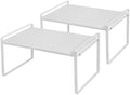 Nxconsu Stackable Cabinet Shelf Organizer 2 Pack, Wide Tall White by Nxconsu