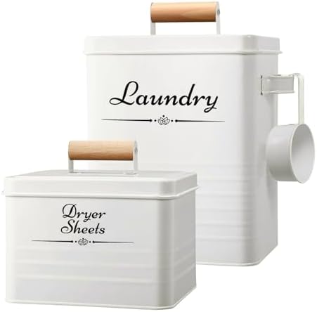 Farmhouse Metal Laundry Detergent Pod Container With Dryer Sheet Holder by CRULEEN