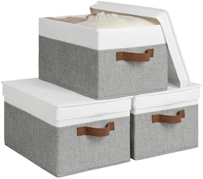 StorageWorks Fabric Storage Bins with Lids, Closet Storage Bins by StorageWorks