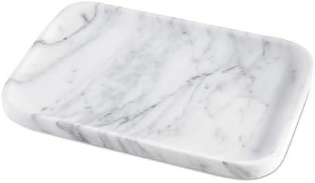 Arabescato Marble Vanity Tray - Decorative Organizer for Bathroom Countertop, Dresser, Kitchen Sink by Karibiber