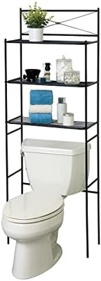 Zenna Home Over the Toilet Storage Shelf Space Saver, Behind Toilet Bathroom Organizer and Storage, Metal Bathroom Organizer with 3 Shelves, Black by ZennaHome